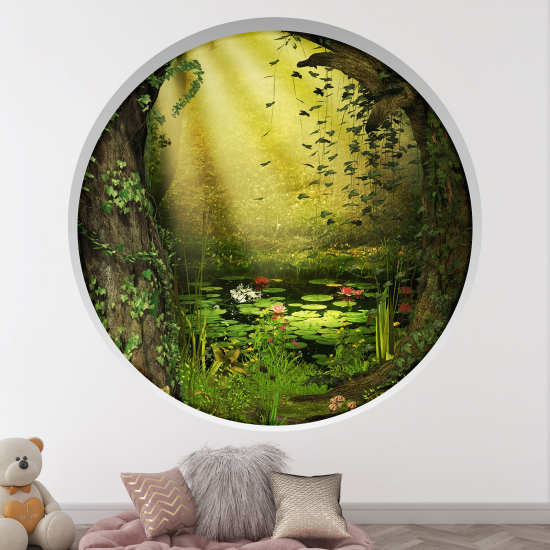 Adesivo Murale - Illusione ottica - Arco rotondo per Bambini - Foresta