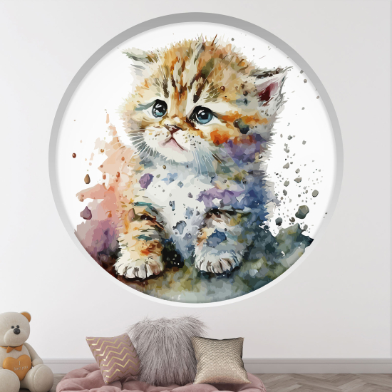 Adesivo Murale - Illusione ottica - Arco rotondo per Bambini - Gattino