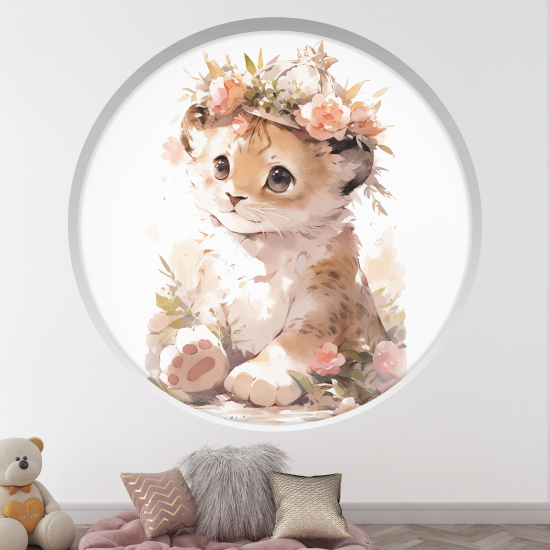 Adesivo Murale - Illusione ottica - Arco rotondo per Bambini - Gattino