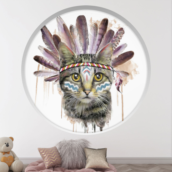 Adesivo Murale - Illusione ottica - Arco rotondo per Bambini - Gatto indiano