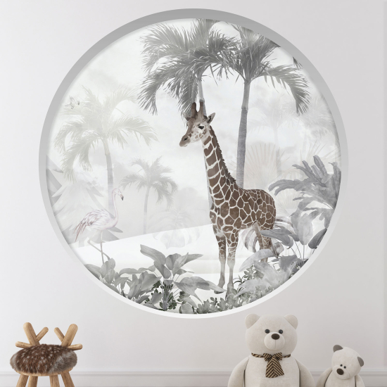 Adesivo Murale - Illusione ottica - Arco rotondo per Bambini - Giraffa