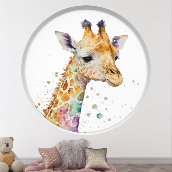 Adesivo Murale - Illusione ottica - Arco rotondo per Bambini - Giraffa