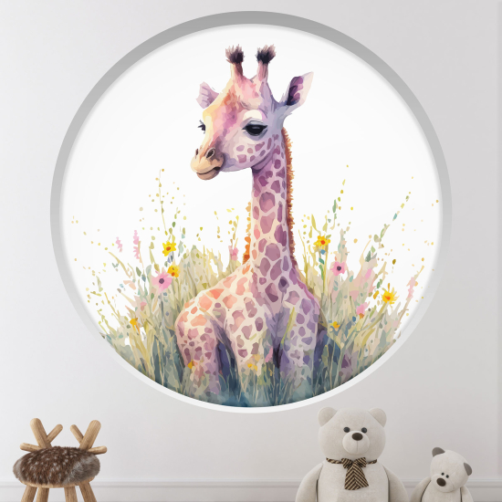 Adesivo Murale - Illusione ottica - Arco rotondo per Bambini - Giraffa