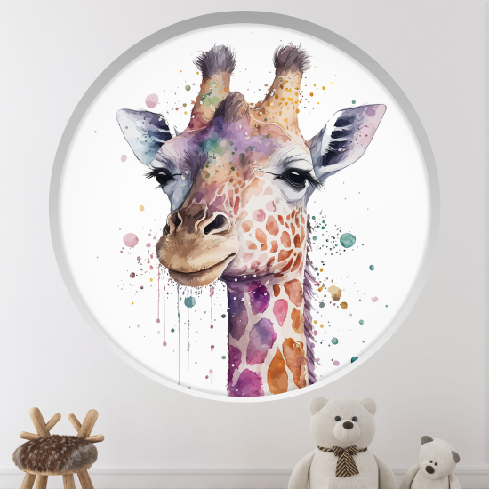 Adesivo Murale - Illusione ottica - Arco rotondo per Bambini - Giraffa