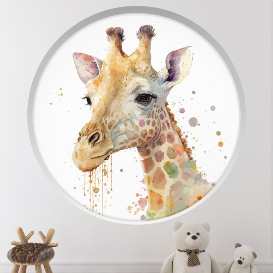 Adesivo Murale - Illusione ottica - Arco rotondo per Bambini - Giraffa