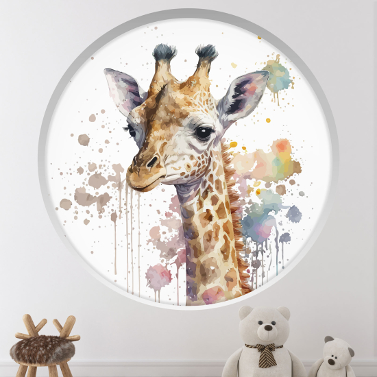 Adesivo Murale - Illusione ottica - Arco rotondo per Bambini - Giraffa