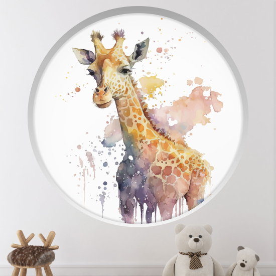 Adesivo Murale - Illusione ottica - Arco rotondo per Bambini - Giraffa