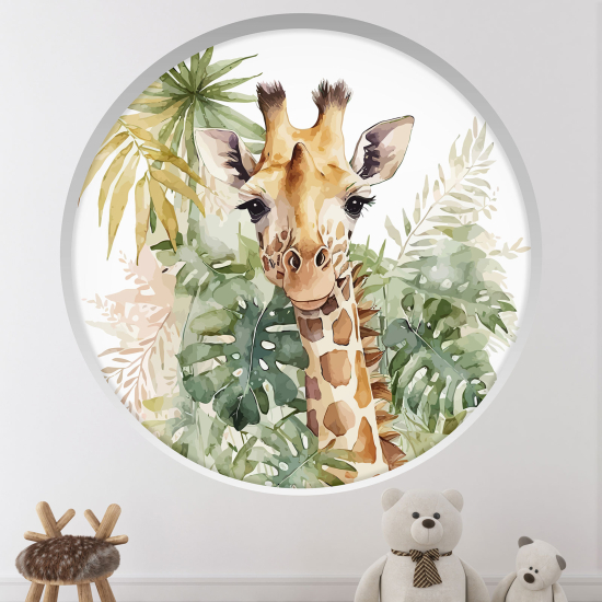 Adesivo Murale - Illusione ottica - Arco rotondo per Bambini - Giraffa