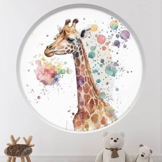 Adesivo Murale - Illusione ottica - Arco rotondo per Bambini - Giraffa