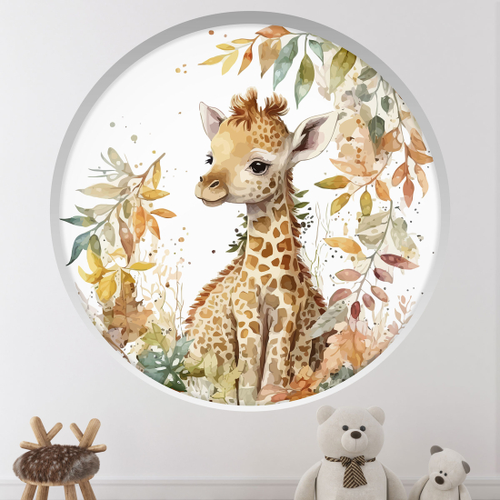 Adesivo Murale - Illusione ottica - Arco rotondo per Bambini - Giraffa