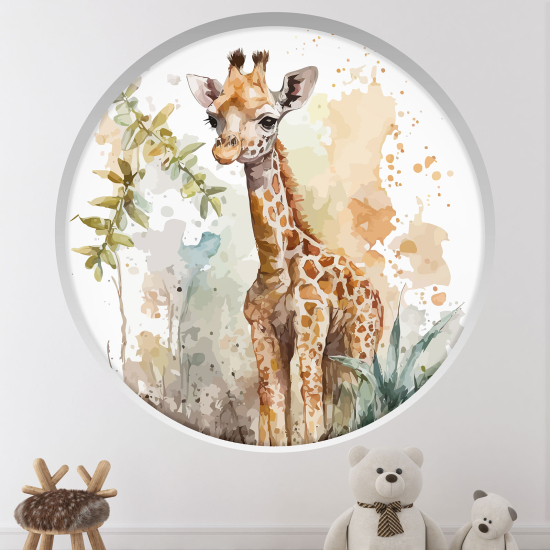 Adesivo Murale - Illusione ottica - Arco rotondo per Bambini - Giraffa