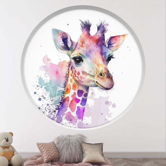 Adesivo Murale - Illusione ottica - Arco rotondo per Bambini - Giraffa