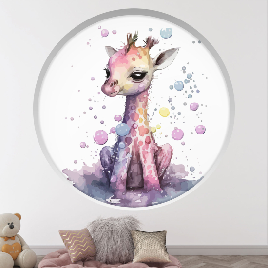 Adesivo Murale - Illusione ottica - Arco rotondo per Bambini - Giraffa