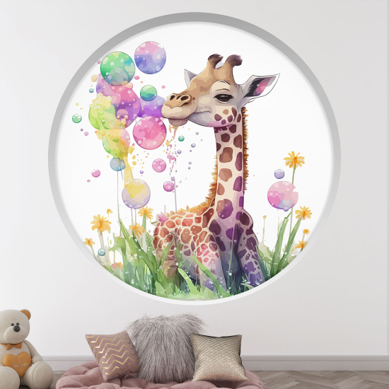 Adesivo Murale - Illusione ottica - Arco rotondo per Bambini - Giraffa