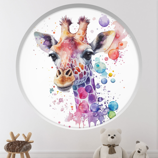Adesivo Murale - Illusione ottica - Arco rotondo per Bambini - Giraffa