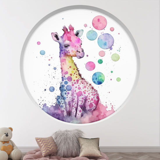 Adesivo Murale - Illusione ottica - Arco rotondo per Bambini - Giraffa