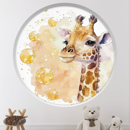 Adesivo Murale - Illusione ottica - Arco rotondo per Bambini - Giraffa