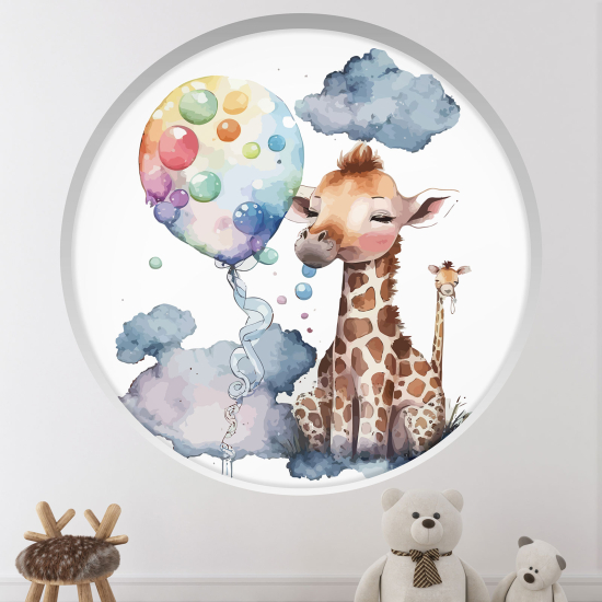 Adesivo Murale - Illusione ottica - Arco rotondo per Bambini - Giraffa