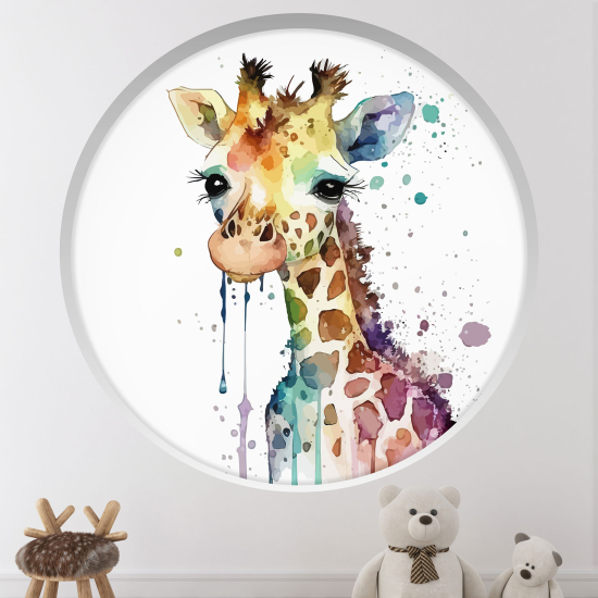 Adesivo Murale - Illusione ottica - Arco rotondo per Bambini - Giraffa