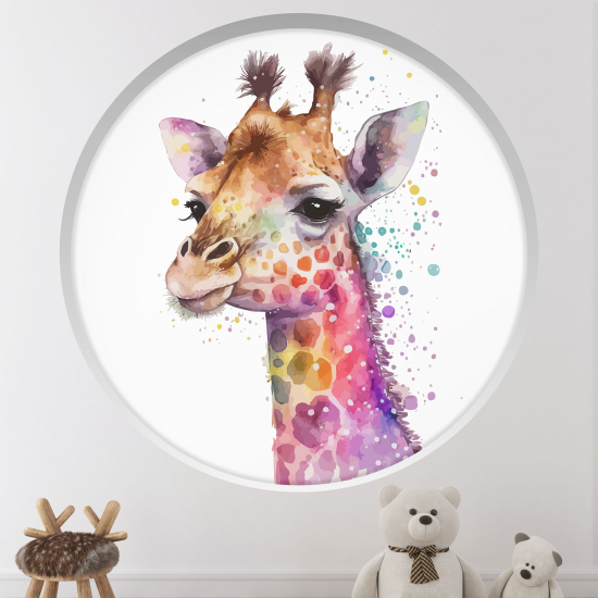 Adesivo Murale - Illusione ottica - Arco rotondo per Bambini - Giraffa