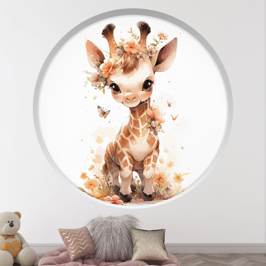 Adesivo Murale - Illusione ottica - Arco rotondo per Bambini - Giraffa