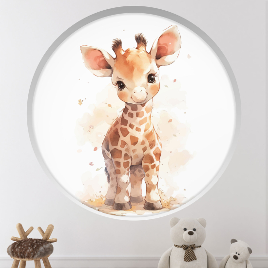 Adesivo Murale - Illusione ottica - Arco rotondo per Bambini - Giraffa