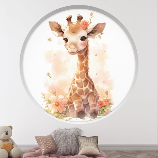 Adesivo Murale - Illusione ottica - Arco rotondo per Bambini - Giraffa