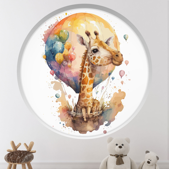 Adesivo Murale - Illusione ottica - Arco rotondo per Bambini - Giraffa palloncini