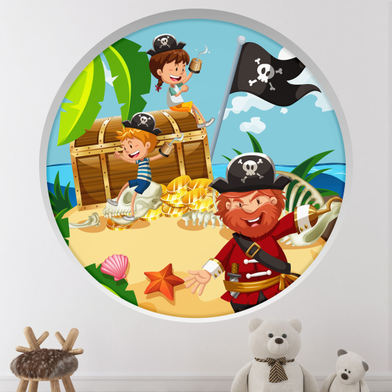 Adesivo Murale - Illusione ottica - Arco rotondo per Bambini - L'isola dei pirati