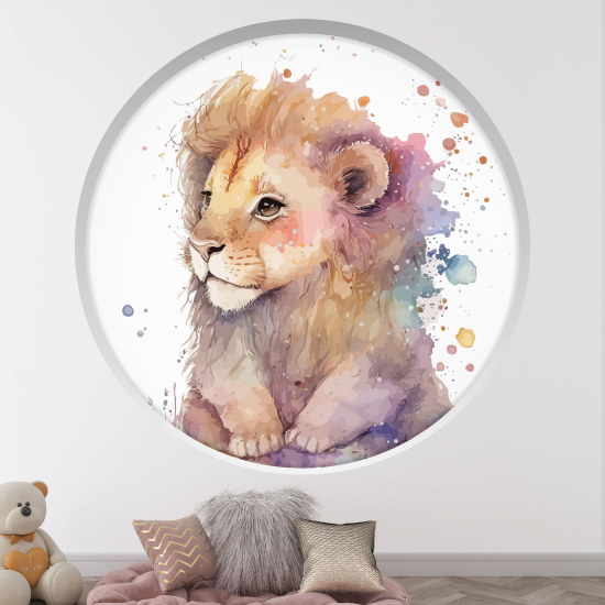Adesivo Murale - Illusione ottica - Arco rotondo per Bambini - Leone