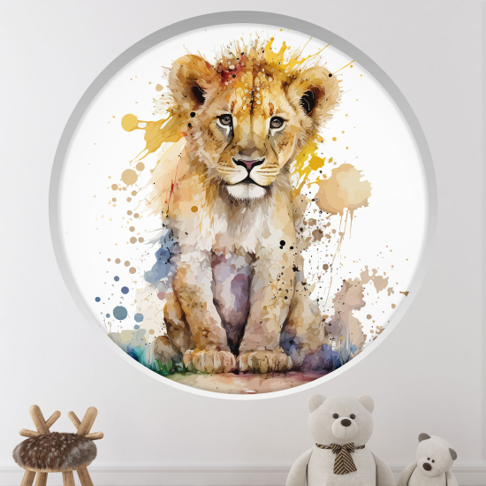 Adesivo Murale - Illusione ottica - Arco rotondo per Bambini - Leone