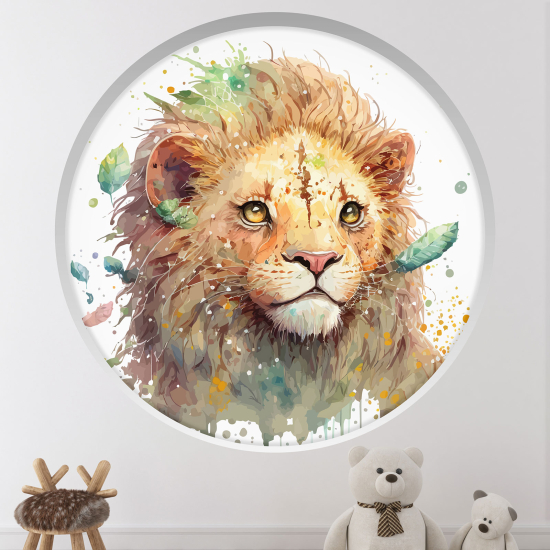 Adesivo Murale - Illusione ottica - Arco rotondo per Bambini - Leone