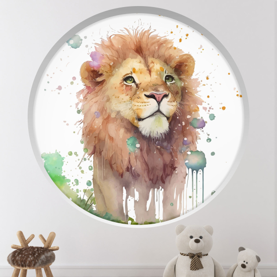 Adesivo Murale - Illusione ottica - Arco rotondo per Bambini - Leone