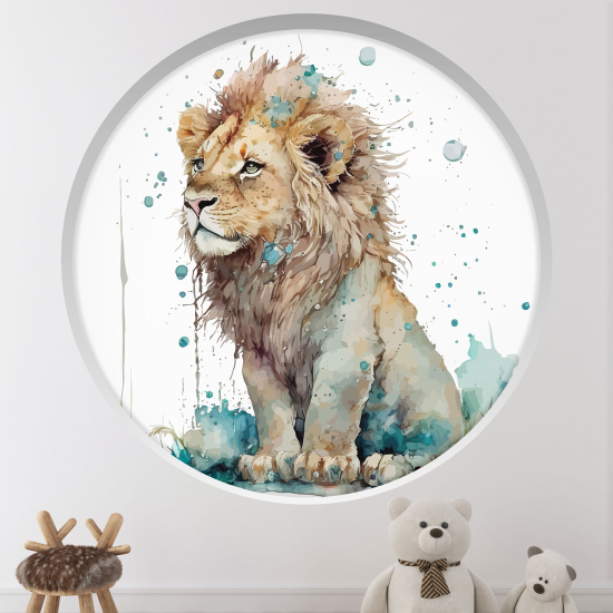 Adesivo Murale - Illusione ottica - Arco rotondo per Bambini - Leone