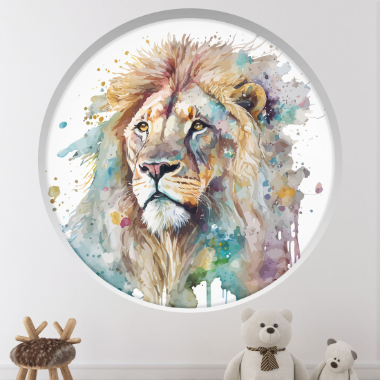 Adesivo Murale - Illusione ottica - Arco rotondo per Bambini - Leone