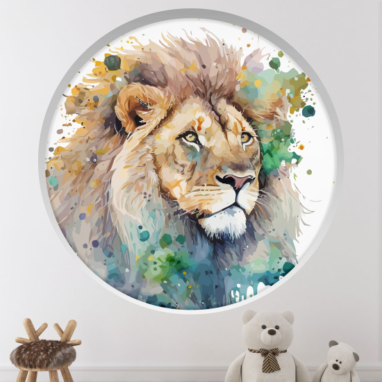 Adesivo Murale - Illusione ottica - Arco rotondo per Bambini - Leone