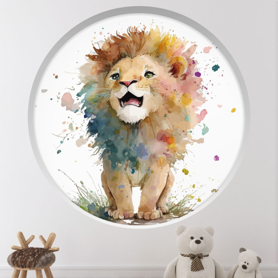 Adesivo Murale - Illusione ottica - Arco rotondo per Bambini - Leone