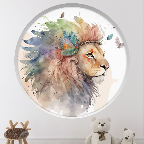 Adesivo Murale - Illusione ottica - Arco rotondo per Bambini - Leone