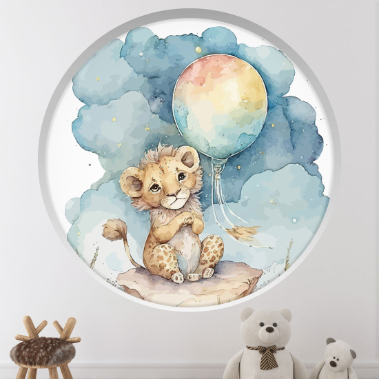 Adesivo Murale - Illusione ottica - Arco rotondo per Bambini - Leone