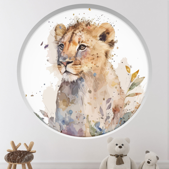 Adesivo Murale - Illusione ottica - Arco rotondo per Bambini - Leone