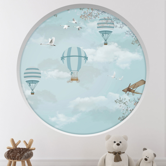 Adesivo Murale - Illusione ottica - Arco rotondo per Bambini - Mongolfiere
