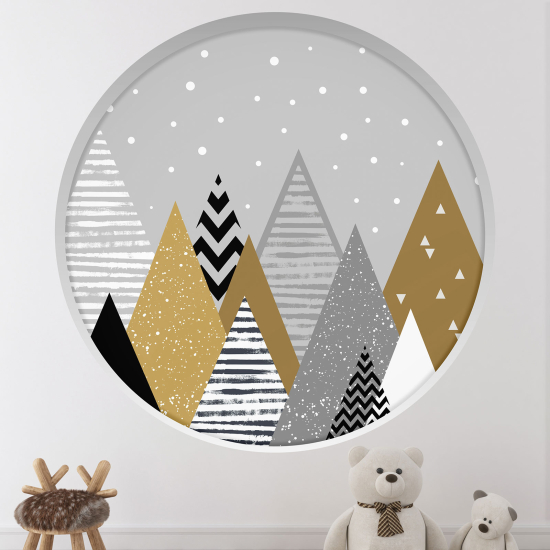 Adesivo Murale - Illusione ottica - Arco rotondo per Bambini - Montagne