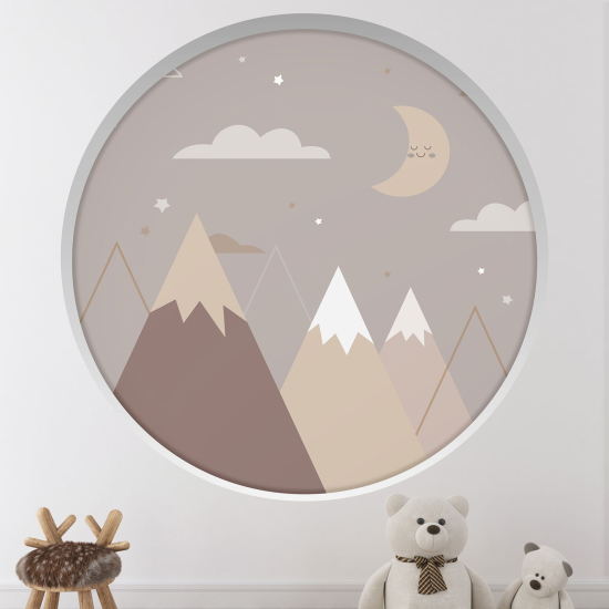 Adesivo Murale - Illusione ottica - Arco rotondo per Bambini - Montagne