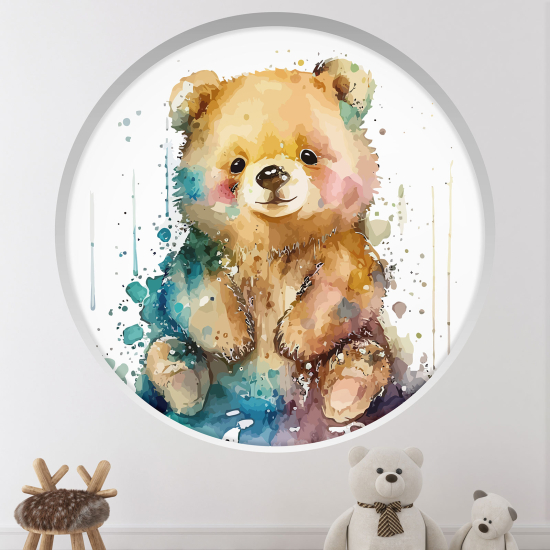 Adesivo Murale - Illusione ottica - Arco rotondo per Bambini - Orsetto