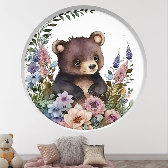 Adesivo Murale - Illusione ottica - Arco rotondo per Bambini - Orsetto