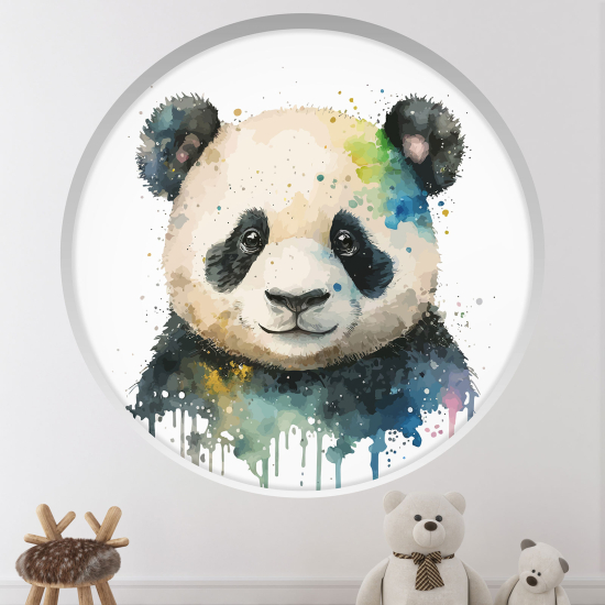 Adesivo Murale - Illusione ottica - Arco rotondo per Bambini - Panda