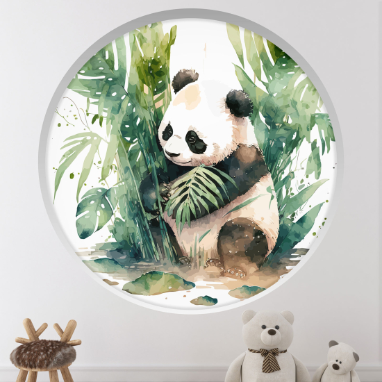Adesivo Murale - Illusione ottica - Arco rotondo per Bambini - Panda