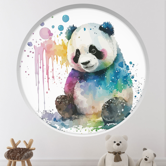 Adesivo Murale - Illusione ottica - Arco rotondo per Bambini - Panda
