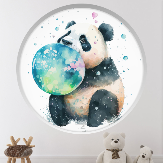 Adesivo Murale - Illusione ottica - Arco rotondo per Bambini - Panda bolla