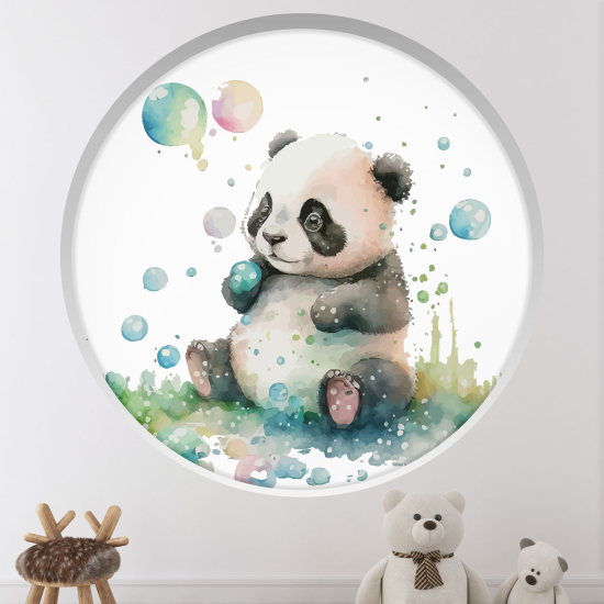 Adesivo Murale - Illusione ottica - Arco rotondo per Bambini - Panda bolla